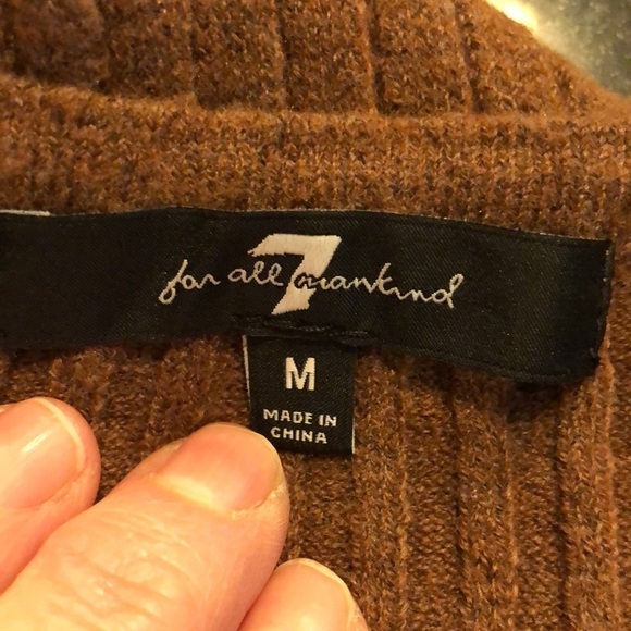 7 For All Mankind Burnt Sienna Ribbed Knit Spaghetti Strap Slip Dress Size Med. - Picture 9 of 11